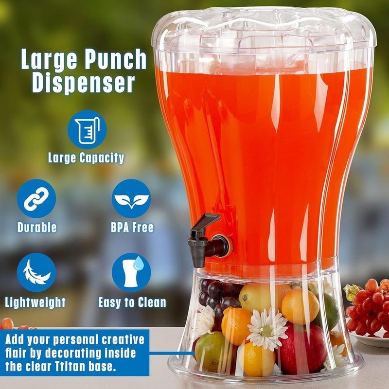 Buddeez Clear Drink 3.5 Gallon Plastic Beverage, Comes with Stand, Spigot, Ice Cone, Large Punch Dispenser for Parties - Image 5